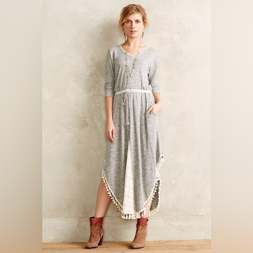 Anthropologie tasseled maxi dress